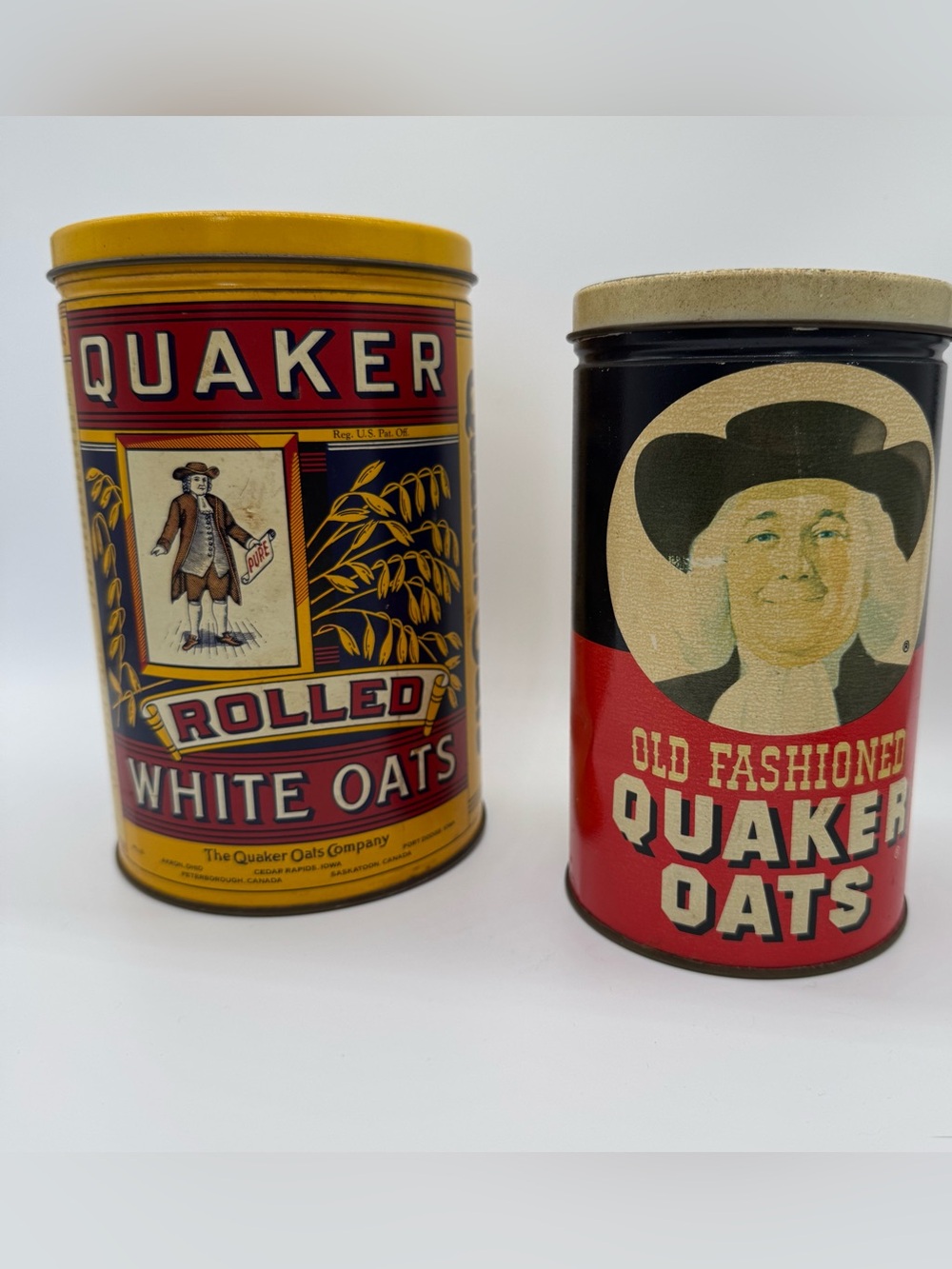 Vintage 1982 & 1984 Quaker Oats Collectible Tin Canister Lot Set of 2